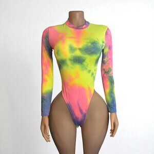 Tie Dye Print Long Sleeve Bodysuit